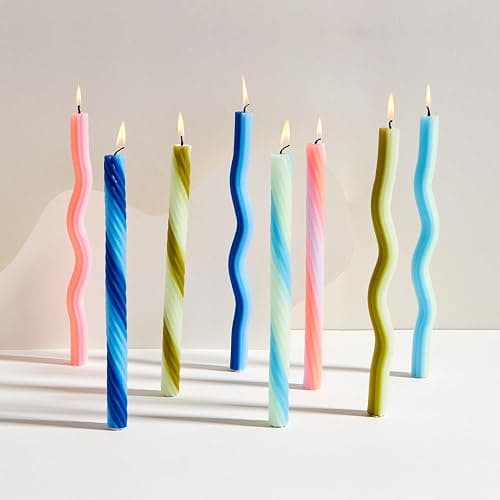 Wiggle Candles (2 Pack) - Joyful Dancing Design Taper Candlesticks | Bright Colors | 7/8” diam x 11” Length | Designed by Lex Pott | Made in USA (Orange) - Orange thumbnail 7