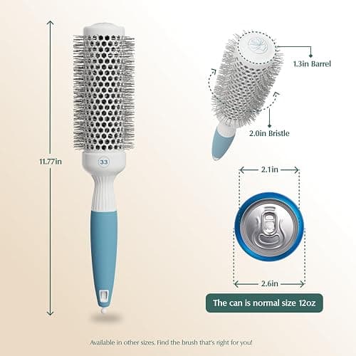 Professional Round Brush for Blow Drying - Small Ceramic Ionic Thermal Barrel Brush for Sleek, Precise Heat Styling and Salon Blowout - Lightweight Round Hair Brush (Barrel 1.3 inch, Bristle 2 Inch) thumbnail 2
