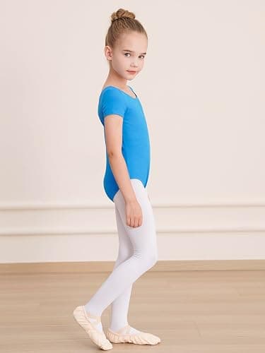 WEGETIT Gymnastics Leotards for Girls Ballet Leotard Toddler girls Bodysuit Short Sleeve Kids Dance Outfits - Blue - 12-14 Years thumbnail 5
