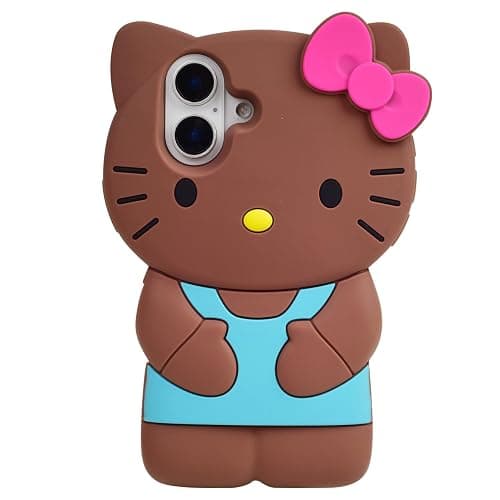 MONEHOYSY Cute 3D Kitty Kawaii Soft Silicone Case for iPhone 16 Plus 6.7", Fashion Cute 3D Kitty Kawaii Soft Silicone Animal tective Gel Shockof Gel Back Cover for Kids Women Girls Boys(Brown) thumbnail 2