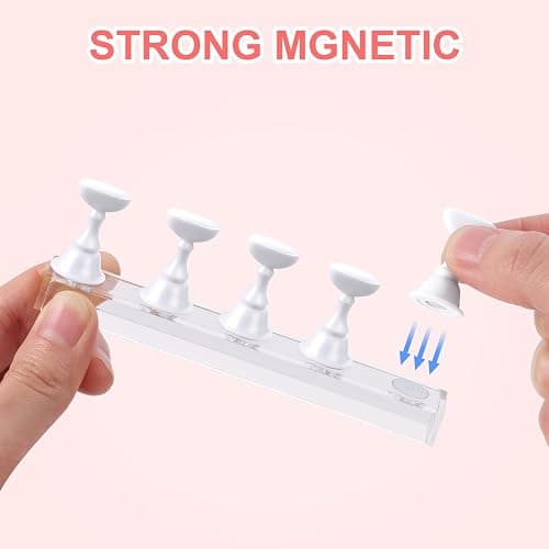 Etercycle Acrylic Nail Art Display Stand - Magnetic Practice Holder for Painting Nails With Double-sided Tape - Home DIY Salon Supplies (White) thumbnail 2