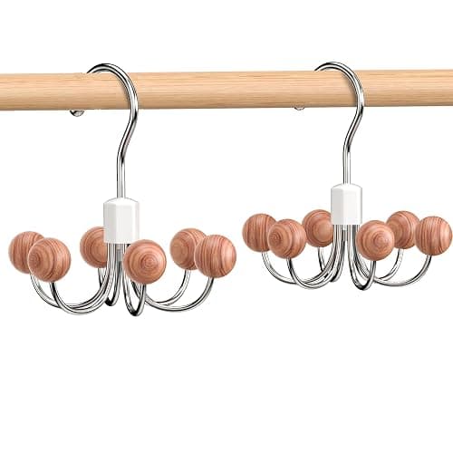 OHIYO 2-Pack 360° Swivel Hoodie Hangers with 6 Cedar Balls, Closet Organizer for Bra, Scarves, Belts, Purse & Accessories Storage thumbnail 7