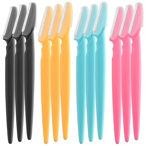 FEPITO 12 Pcs Eyebrow Razors Eyebrow Trimmer Facial Hair Remover for Women and Men(4 colors) - Image 1