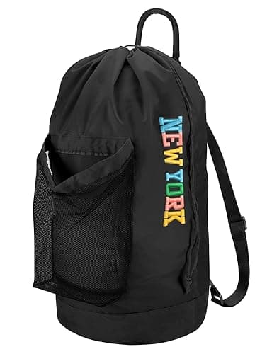 Dalykate Backpack Laundry Bag, Laundry Backpack with Shoulder Straps and Mesh Pocket Nylon Clothes Hamper Bag with Drawstring Closure
