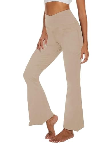 ZOOSIXX Flare Yoga Pants for Women, Crossover Soft Bootcut Leggings thumbnail 5