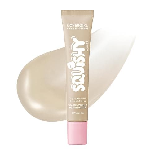 COVERGIRL Clean Fresh Squishy Glaze Lip Butter Balm, Flavored, Non-Sticky, with Vitamin E & Shea Butter – 140 Toasted Vanilla (Sheer Beige) - Image 1