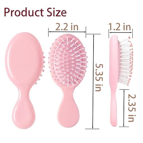 12 pcs Mini Hair Brush,Travel Detangling Brush with Exquisite Packaging Box,Mini Brush for Most Hair Types,Bridesmaid Party Christmas Stockings Filling Wet Hair Brushes (Pink) thumbnail 2