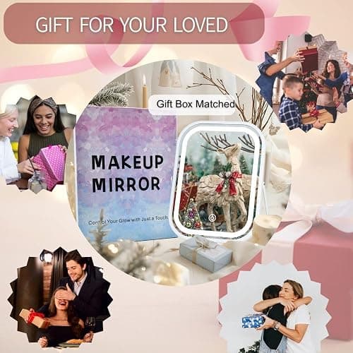 LAKFUES Vanity Mirror with Lights 6x8 Inch, Rechargeable Makeup Mirror for Desk, 3-Color Lighting & Touch Control Tabletop Mirror Lights, Portable Cordless Travel Mirror thumbnail 3