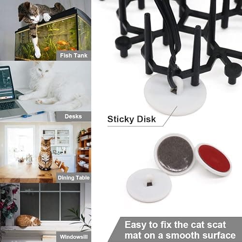 Ley's 12 Pack Cat Deterrent Mat, 6 x 8 in Scat Mat with Spikes, Keep Cats Away from Plants, Indoor Furniture & Outdoor Garden Fence – Pet Repellent Barrier thumbnail 5