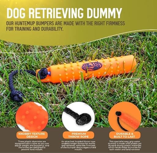 HuntEmUp Dog Training Bumper for Hunting & Sporting Dogs - Floating, Waterproof Fetch Dummy with Integrated Throw Rope, High-Visibility Design thumbnail 4
