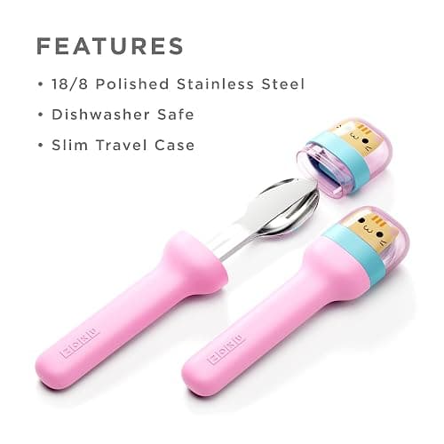 ZOKU Kids Pocket Utensil Set, Kitty - Stainless Steel Fork, Knife, and Spoon in Case - Portable Design for Travel, School, Picnics, Camping and Outdoor Home Use thumbnail 4