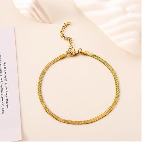 6-stückiges Set goldfarbene 14K Edelstahlarmbänder für Frauen - Charm-Armbänder, wasserdicht, hochwertiger Schmuck thumbnail 7