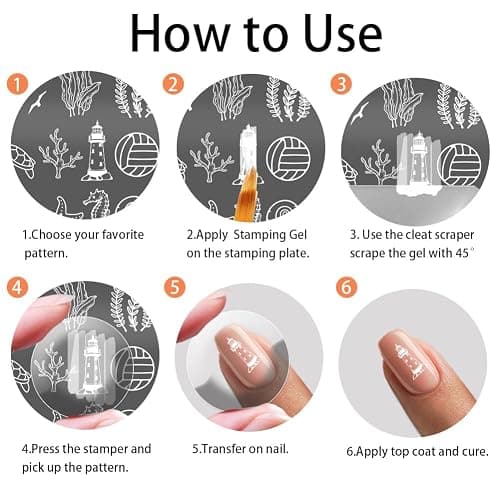 PH PandaHall 3pcs Ocean Life Nail Art Templates, Seaside Marine Life Nail Stamping Plate Beach Sea Shell Art Stencils Stainless Steel Image Plates for Women Summer Nail Design Print Manicure Salon thumbnail 7