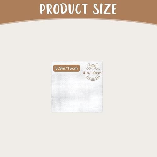 10 PCS White Aida Cloth 14 Count Cross Stitch Fabric (5.9×5.9 Inch) | Pre-Cut Squares Fabric for Craft Embroidery, Handmade Needlework, DIY Handicrafts thumbnail 2
