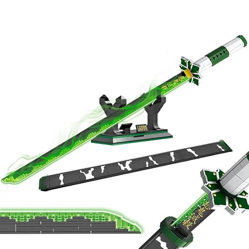 HIGH GODO Demon Anime Sword Building Set, 39in Sanemi Sword Building Block with Scabbard and Stand, Anime Katana Sword Set, Collectible Gifts Toys for Adults Teens 14+ (710 PCS) - Image 1