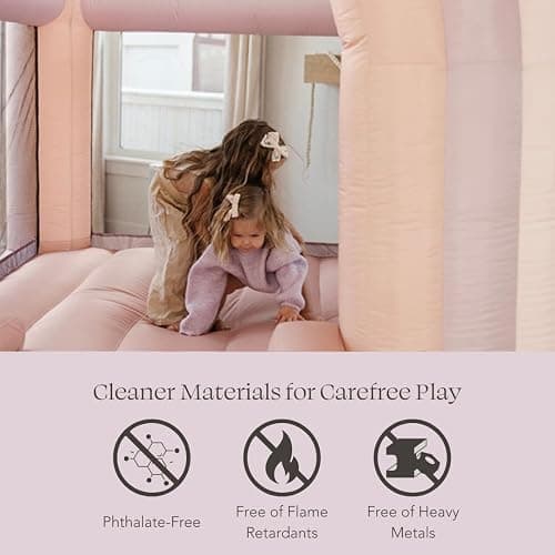 PLAYSMOL Pink Rainbow Inflatable Bounce House with Blower, 8x8 Kids Jumping House for Indoor Outdoor Play, Bouncy Castle, Ages 3-8 thumbnail 9