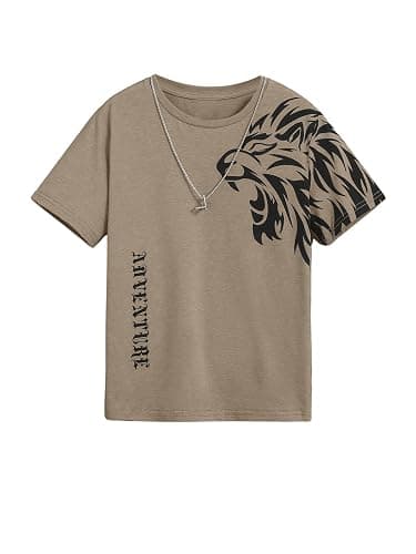 SweatyRocks Boy's Letter Print T Shirts Crew Neck Short Sleeve Graphic Tees Tops - Image 1