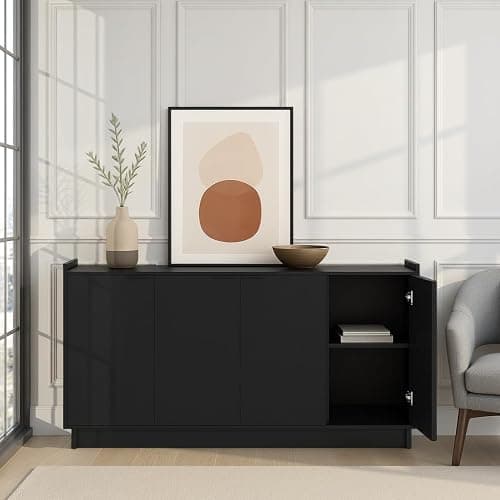 Prepac Simply Modern 4 Door Console Table Storage Cabinet, Buffet Cabinet for Storage and Organization, Modern Side Table with Doors & Shelves, 60”W x 30”H x 16”D, Black thumbnail 2