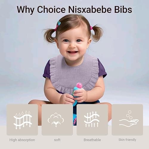 Baby Muslin Bibs,6 Pcs Drool Bandana Bibs for Baby Girl Drooling and Teething,Soft and Absorbent Cotton for Newborn thumbnail 4