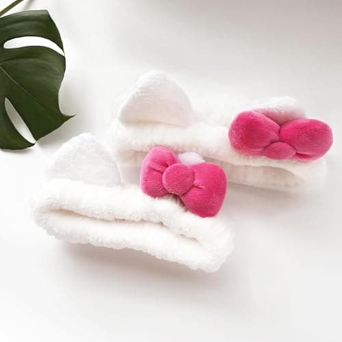Cat Bow Headband for Skincare – 3 Pack Cute Spa Headband Set for Women with Wristbands thumbnail 4