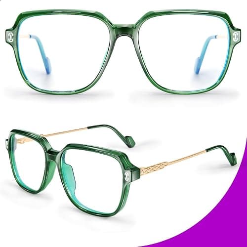 VISOONE Oversized Fashion 99% Blue Light Blocking Glasses for Women REMY | Flexible Metal Temples Extra Wide UV400 HD Clear Lenses Chunky Cute Chic Square Large frame thumbnail 6