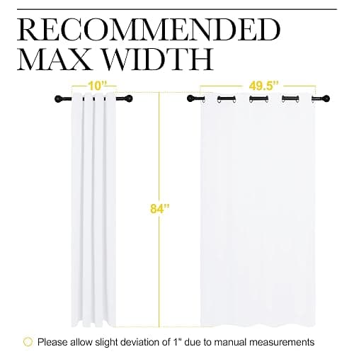 NICETOWN 100% Blackout Window Curtain Panels, Cold and Full Light Blocking Drapes with Black Liner for Nursery, 84 inches Drop Thermal Insulated Draperies (White, 2 Pieces, 52 Wide Each Panel) thumbnail 5