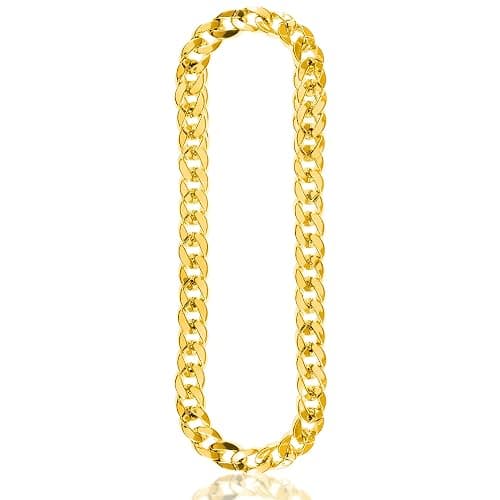 Fake Gold Chain Fancy Dress Jewellery for Men and Kids - Chunky Gold Necklace Costume Jewellery for 80s Fancy Dress Men - Gangster Chain for Rapper, Hip Hop Outfit or Pimp Costume - Image 1