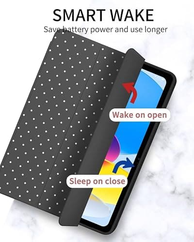 Fycyko Compatible with iPad (A16) 11th Generation 11 Inch 2025 Case, Slim Stand Cover for iPad 10th 10.9 Inch 2022 with Pencil Holder, Cute Polka Dot Aesthetics Design Protective Cover-Black thumbnail 8
