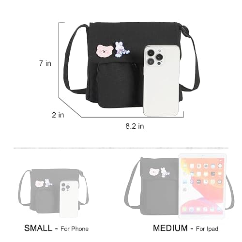 Phaoullzon Kawaii Crossbody Bag Cute Messenger Bags Canvas Shoulder Purse Gifts for Teens thumbnail 4