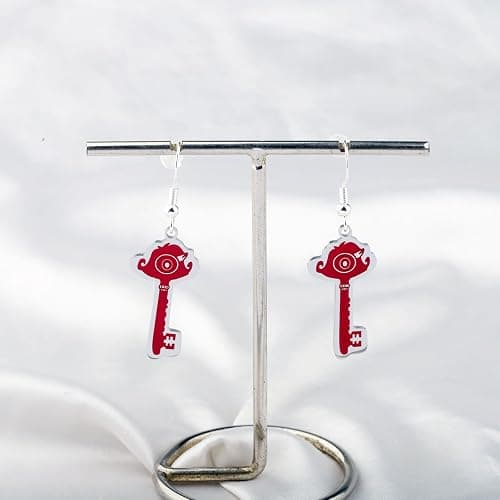 LQRI Anime Character Gifts Demon Cartoon Characters Inspired Heart-Shaped Wings Key Earrings Anime Series Merchandise thumbnail 2