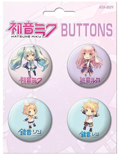 Ata-Boy Hatsune Miku 4 Button Set, Officially Licensed Collectible Buttons thumbnail 2