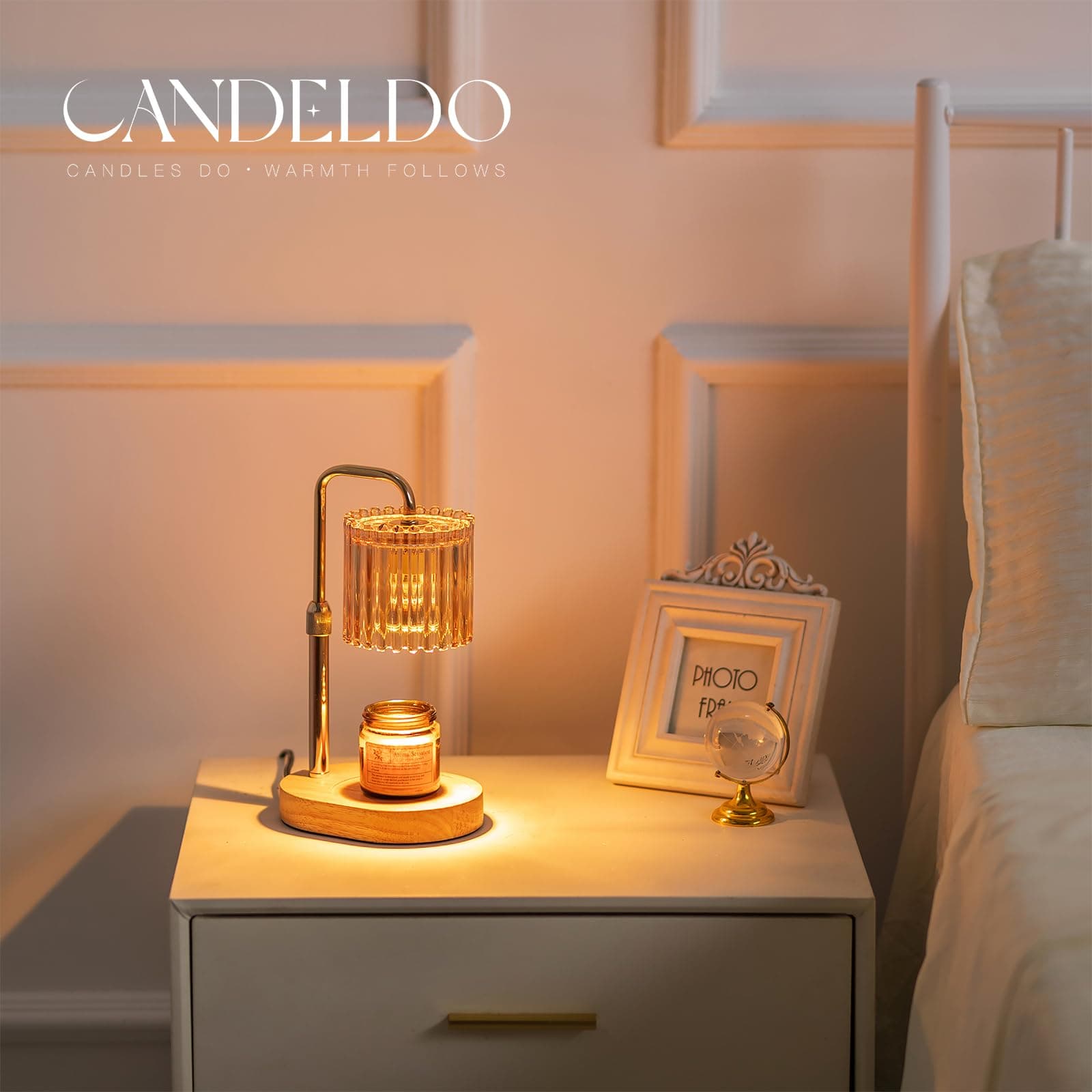 Candeldo Candle Warmer Lamp with Timer: Gold Wax Melt Warmer thumbnail 2