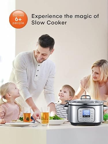 HOUSNAT Slow Cooker, 10 in 1 Programmable Pressure Cooker, 304 Stainless Steel Rice Cookers, Yogurt Maker, 6 QT Sous Vide, Delay Start, Adjustable Temp& Digital Time for Large Families or Entertaining thumbnail 7