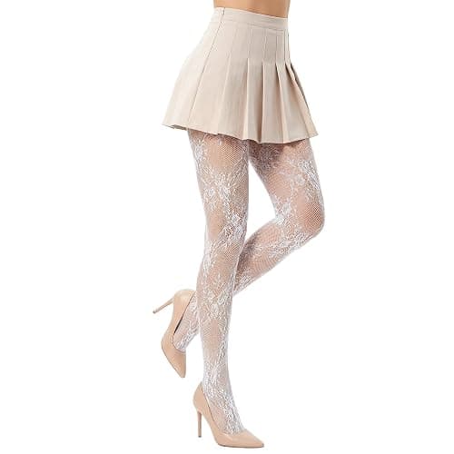 Grevosea Floral Tights for Women, Pattern Tights Black Fishnet Stockings High Waist Sheer Stockings Pantyhose thumbnail 7