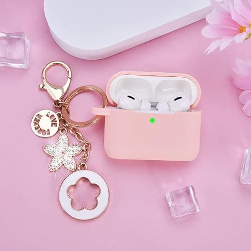 Case for Airpods Pro 1st 2nd Generation - VISOOM Airpods Pro 1/2 Cases Cover Women Silicone iPod Pro 2 Earbuds Wireless Charging Case Girl Bling Keychain for Apple Airpod Gen Pro 2 thumbnail 7