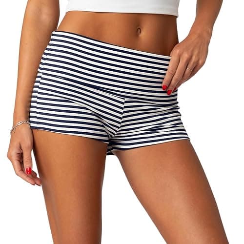 ONLYSTORY Women's Fold Over Shorts Y2K Micro Mini Shorts Elastic Waist Lounge Pajama Bottoms 2026 Summer Yoga Athletic Short - Image 1