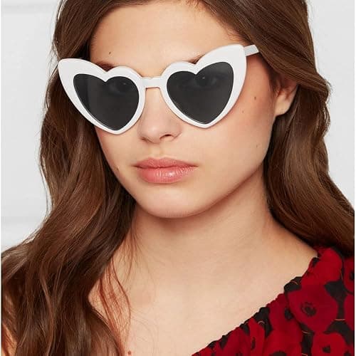 YooThink Love Heart Shaped Sunglasses for Women,Vintage Cat Eye Mod Style Retro Glasses thumbnail 3