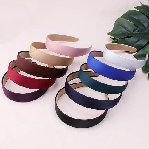 Wecoe Headbands for Women Girls, 10 Pcs 1 Inch Wide Satin Headbands No Slip Fashion Thin Solid Hair Bands for Daily Wear, Party, Cosplay, Diy Costume Hair Accessories, Diademas Para Mujer De Moda thumbnail 5