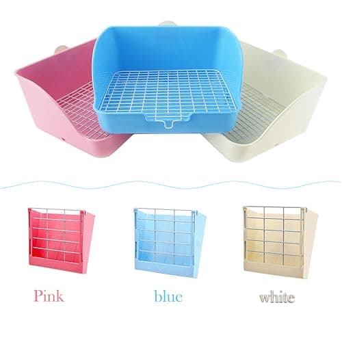 WEWAYKGJ Rabbit Litter Box Bunny Potty Box Guinea Pig Hay Rack Feeder Rabbits Corner Litter Pan Potty Trainer Pet Toilet with Cleaning Set for Hamster, Guinea Pig, Ferret and Other Animals (Pink) - Pink thumbnail 7