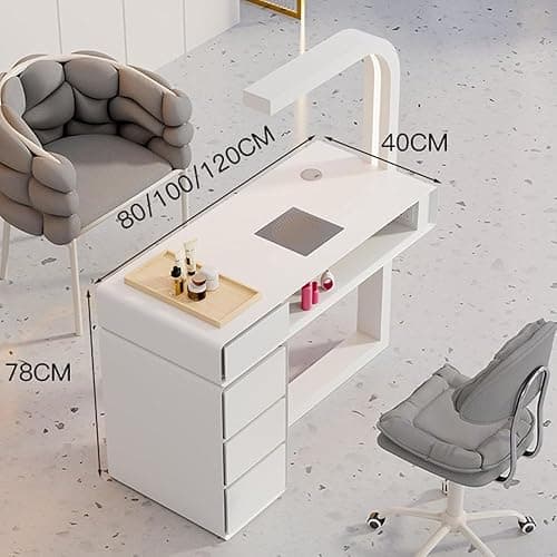 Wooden Nail Artist Manicure Table with Dust Collector – Salon Spa Workstation, Nail Tech Desk, Home Beauty Station for Makeup & Nail Care(Size:120 * 40 * 78 cm) thumbnail 3