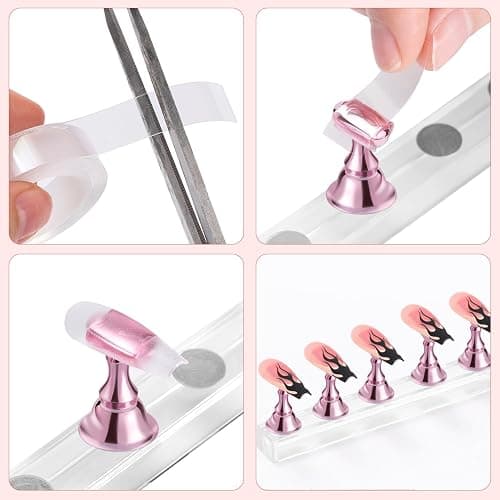 Etercycle Nail Stand Acrylic Nail Art Display Stand Practice Nail Holder for Painting Nails Magnetic Practice Stands with Double-sided Tape For DIY Salon Supplies (Pink) thumbnail 4