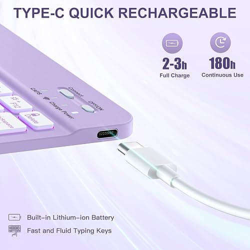 Harvopu Keyboard Case Compatible with iPad Air 11-inch/Air 5th 4th Generation Case with Keyboard-Backlit Detachable, Folio Cover with Pencil Holder for Air 11" M3/M2 (2025/2024), Air 5/Air 4 (Purple) thumbnail 3