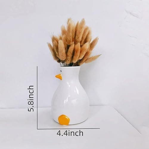 Zynzthos Duck-Shaped Handmade Ceramic Animal Vase - Modern Tabletop Decoration for Dried Flowers, Tulips, Roses, Lilies and Pampas Grass, Vases for Centerpieces, Farmhouse, Home Flower Bud Vase | Gift thumbnail 2