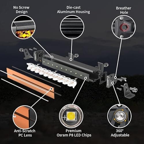 LASFIT 32 inch Amber LED Light Bar, 8650LM/2000K Slim Row Light, Spot Flood Combo LED Bar, Yellow Off Road Driving Lights for Truck, Pickup, SUV, ATV, Marine thumbnail 6