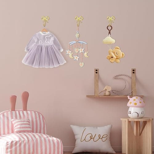 XHIPY 2Pcs Large Size Gold Bow Wall Hook, Gold Coat Hook, Metal Hook, Bow Room Decor Hooks for Coats, Coffee Mugs, Hats, Bags, Bath Towels and Room Decorations thumbnail 2