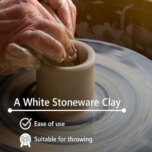 Old Potters Mid High Fire White Stoneware Clay for Pottery | Cone 5-10 | Ideal for Wheel Throwing, Hand Building, Sculpting | Great for All Skill Levels | Greenware Clay, 10 lbs. thumbnail 5