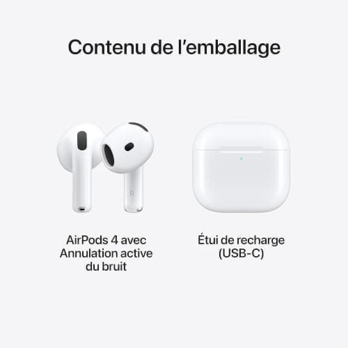 Apple AirPods 4 Wireless Earbuds, Bluetooth Headphones, with Active Noise Cancellation, Adaptive Audio, Transparency Mode, Personalized Spatial Audio, USB-C Charging Case, Wireless Charging, H2 Chip thumbnail 6