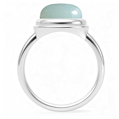 LCYFJW Classic Sterling Silver Natural Stone Ring,Oval Plain Simple Dainty Genuine Crystal Gemstone Quartz Ring for Women thumbnail 2