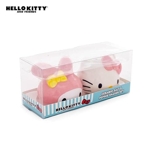 Silver Buffalo Sanrio Hello Kitty And My Melody 3D Sculpted Ceramic Salt and Pepper Shaker Set thumbnail 3