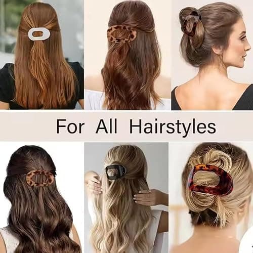 4PCS Flat Hair Clips for Women Girls, Flat Claw Clips, Strong Hold French Claw Clips for Thick Thin Hair, Casual Versatile Solid Colour Lay Flat Hair Clip (4PCS-A) thumbnail 2